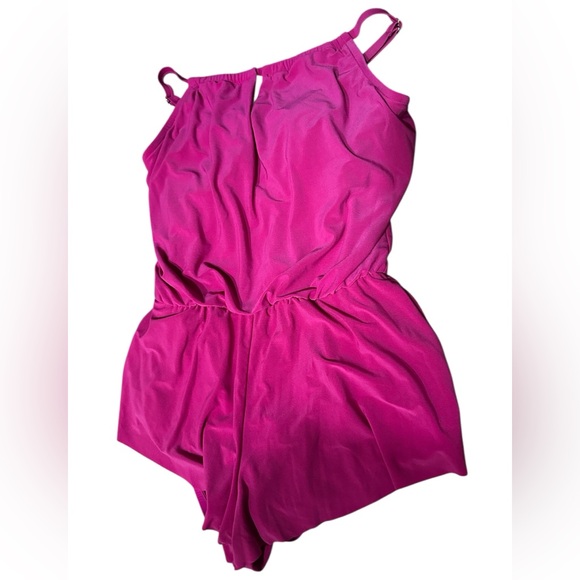 Women's UPF 50 High Neck Swim Romper with Pockets One Piece Swimsuit - Picture 6 of 6